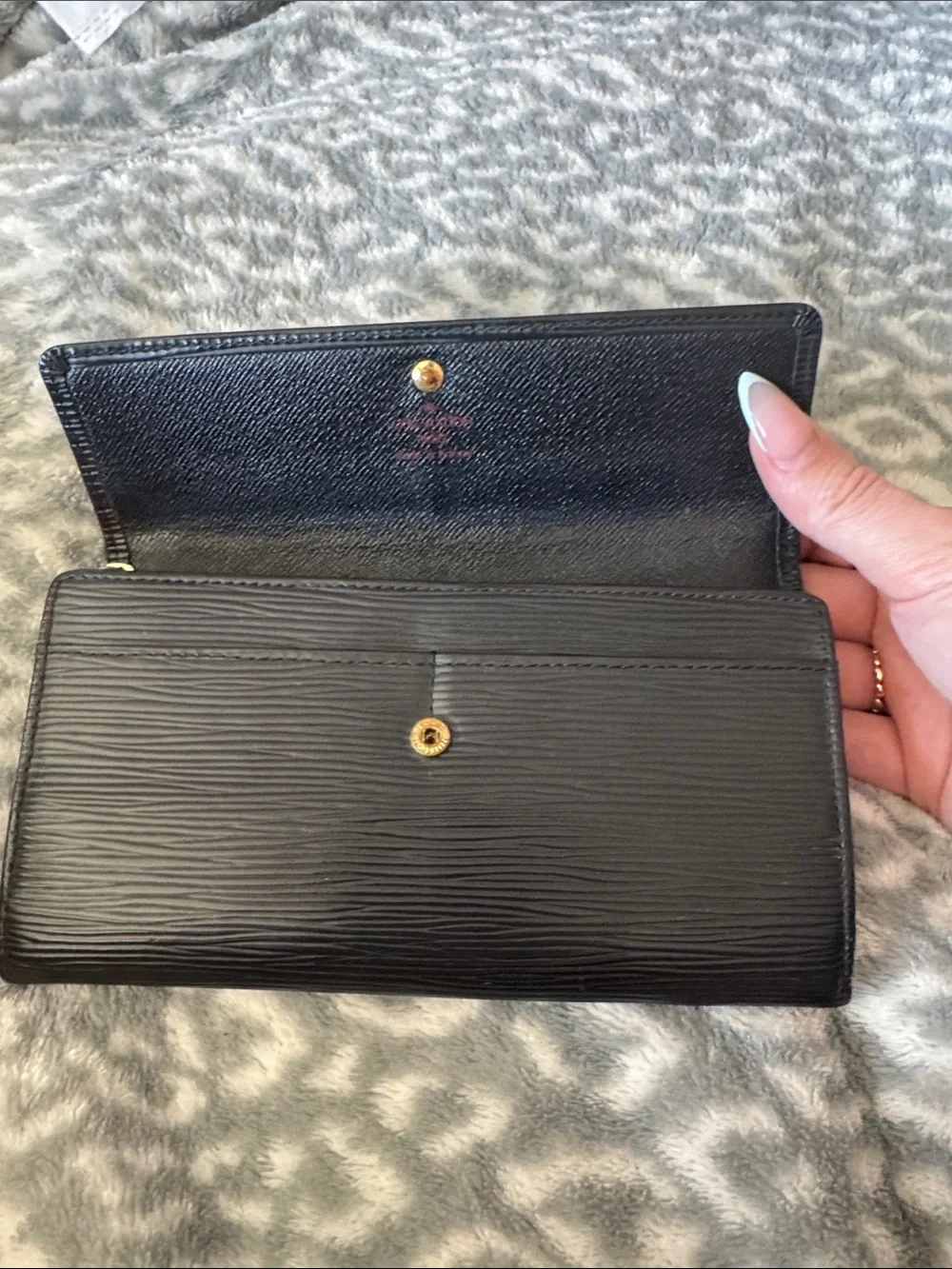 Black Louis Vuitton Epi Leather Long Wallet